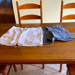 Cream Linen and Cotton Studded Shorts. Very Lightweight Fabric.